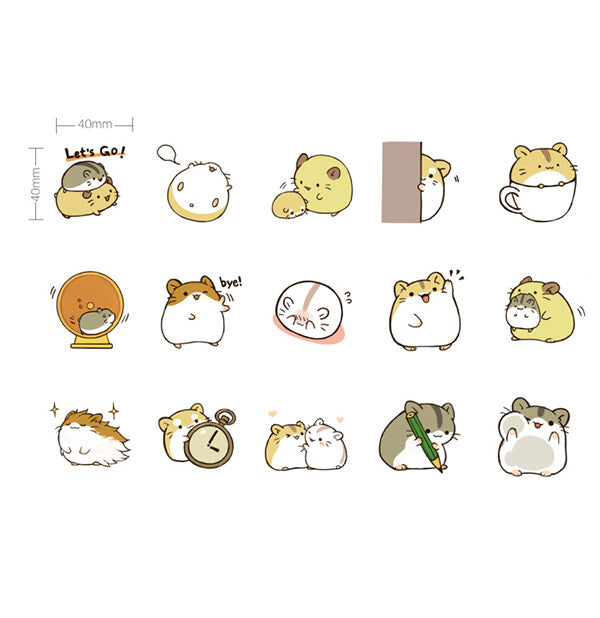 Kawaii Hamster Paper Stickers 45 Pcs