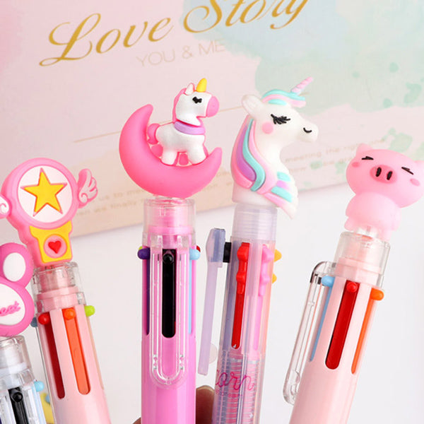 Kawaii Multicolor Ballpoint Pens 6-in-1 — A Lot Mall