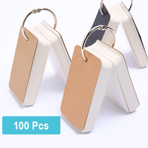blank flash cards with binder ring Kraft Paper Blank Binder Ring Flash Memo Card 100 Sheets