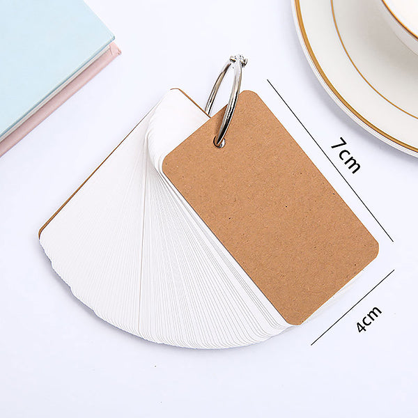 blank flash cards with binder ring Kraft Paper Blank Binder Ring Flash Memo Card 100 Sheets