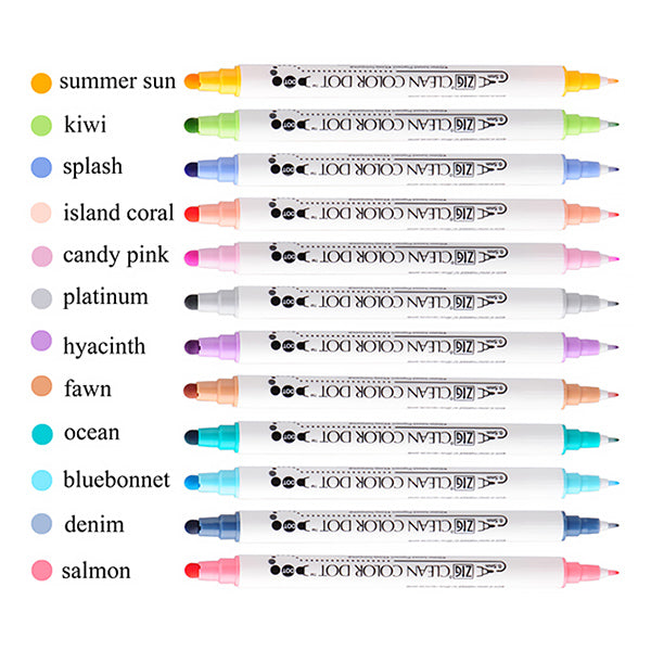 Kuretake Zig Clean Color Dot Double-Sided Marker 6 / 12 Colors Set