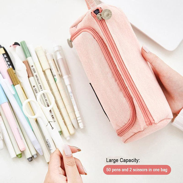 Pencil Case Large Capacity Pencil Bag Aesthetic School Cases Blue Pink  Stationery Holder Bag Pen Case Students School Supplies