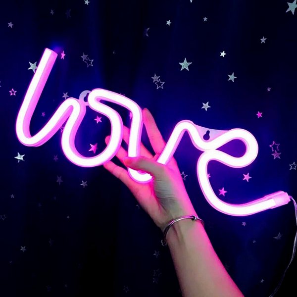 Word and Sign Neon Light, 💋Love / Magenta