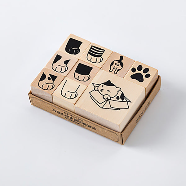 LifeStyle Wooden Stamp Set, Lazy Cat