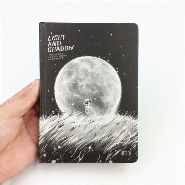 Light and Shadow Illustration Thick Page Personal Journal Notebook, 🌚Light and Shadow (Pattern C)