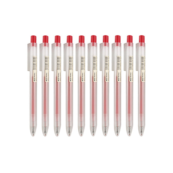 MUJI Smooth Gel Ink Retractable Ballpoint Pen 0.5mm / Pack, Pen / 10 / Red