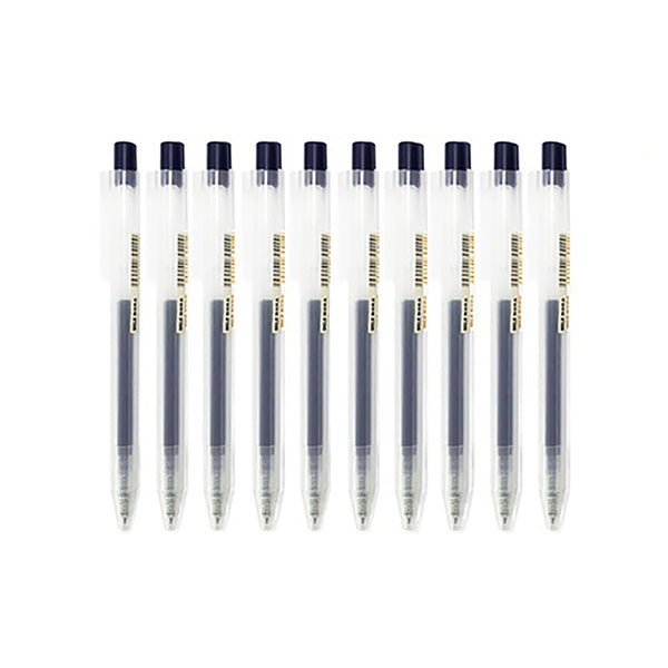 MUJI Smooth Gel Ink Retractable Ballpoint Pen 0.5mm / Pack, Pen / 10 / Blue Black