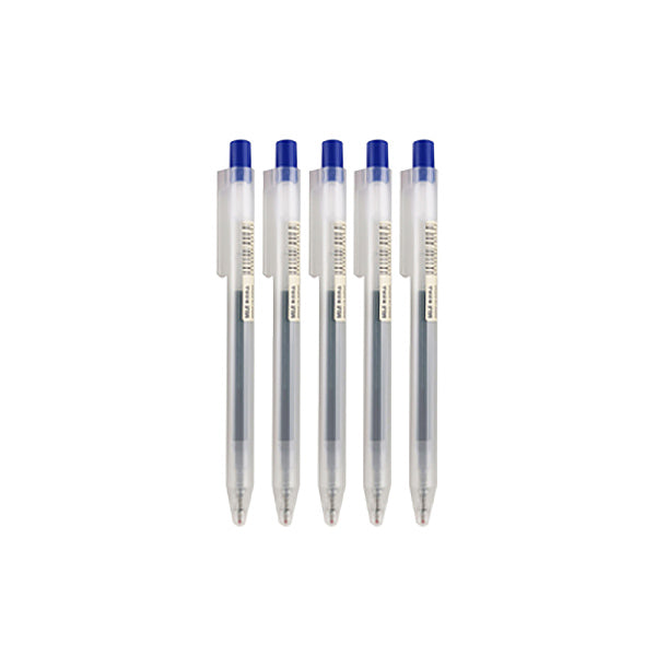 MUJI Smooth Gel Ink Retractable Ballpoint Pen 0.5mm / Pack, Pen / 5 / Blue