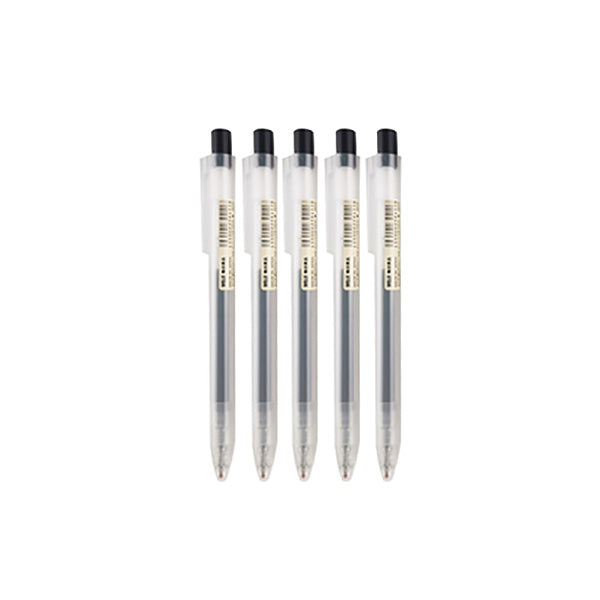 MUJI Smooth Gel Ink Retractable Ballpoint Pen 0.5mm / Pack, Pen / 5 / Black