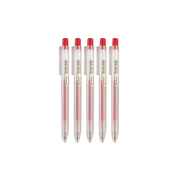 MUJI Smooth Gel Ink Retractable Ballpoint Pen 0.5mm / Pack, Pen / 5 / Red