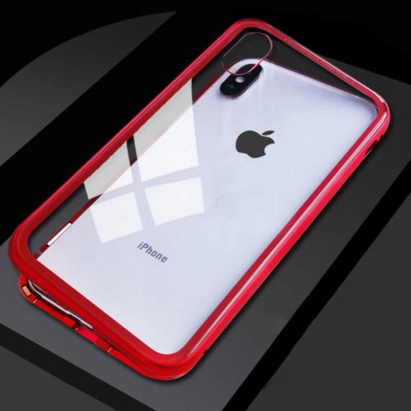 Magnetic Phone Case for iPhone Samsung, iPhone X/XS / Red Transparent