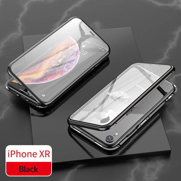 Magnetic Phone Case for iPhone Samsung, iPhone XR / Black Transparent