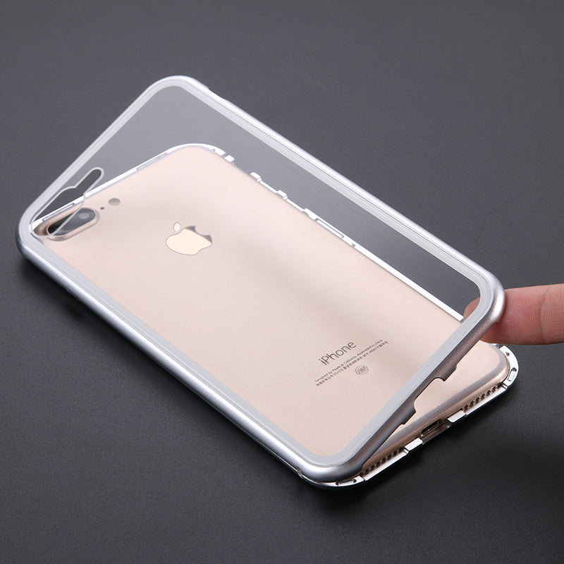 Magnetic Phone Case for iPhone Samsung, iPhone 7 Plus/8 Plus Compatible / White Transparent