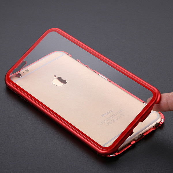 Magnetic Phone Case for iPhone Samsung, iPhone 6 Plus/6S Plus Compatible / Red Transparent