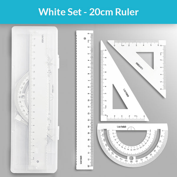 Geometry Set, Protractor, Ruler, 2 Triangles