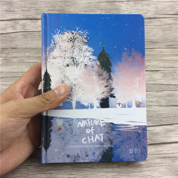 Nature of Chat Illustration Thick Page Personal Journal Notebook, ❄️Natual of Chat (Ice)