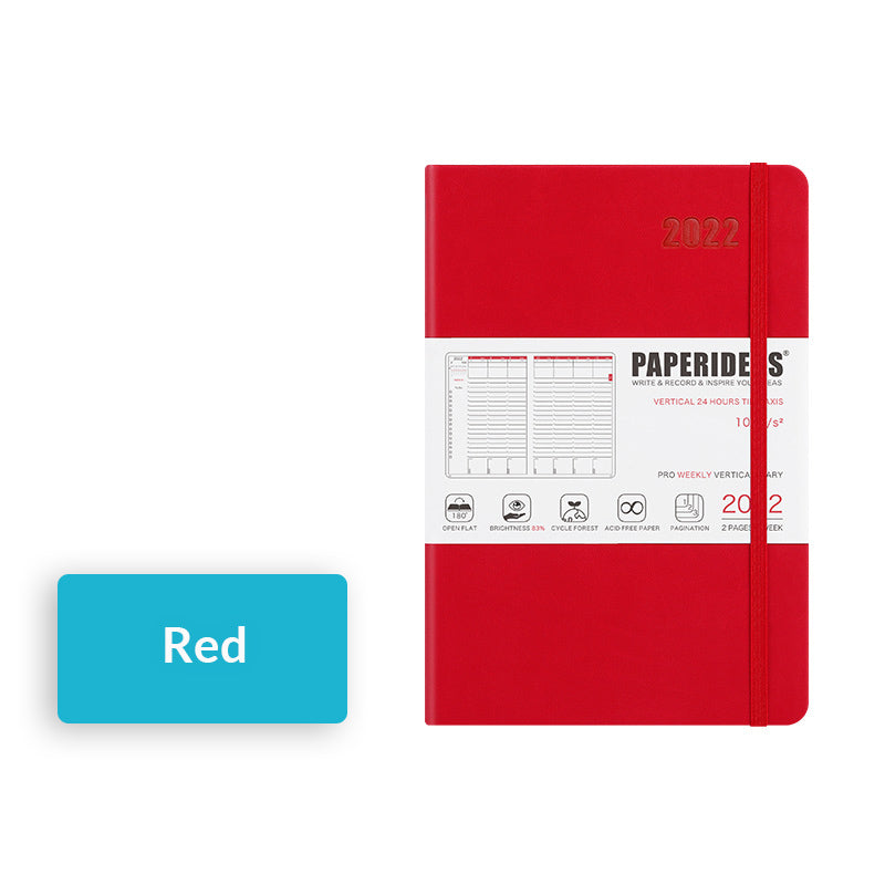 PAPERIDEAS 2022 A5 Hardcover Planner Notebook, Red