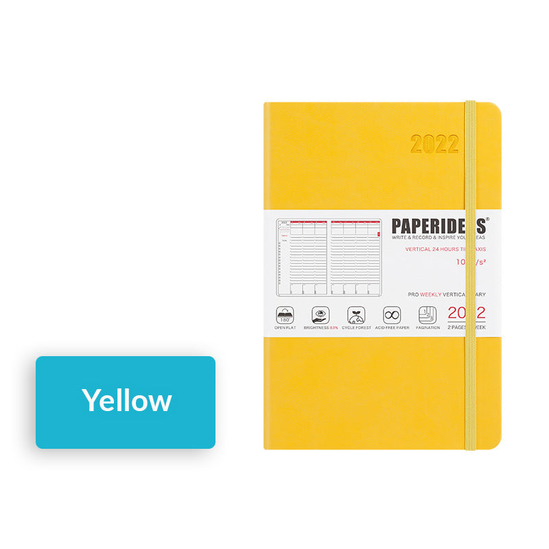 PAPERIDEAS 2022 A5 Hardcover Planner Notebook, Yellow