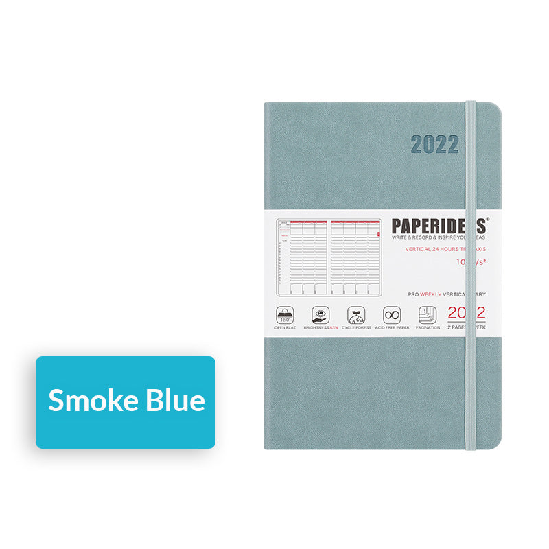 PAPERIDEAS 2022 A5 Hardcover Planner Notebook, Smoke Blue