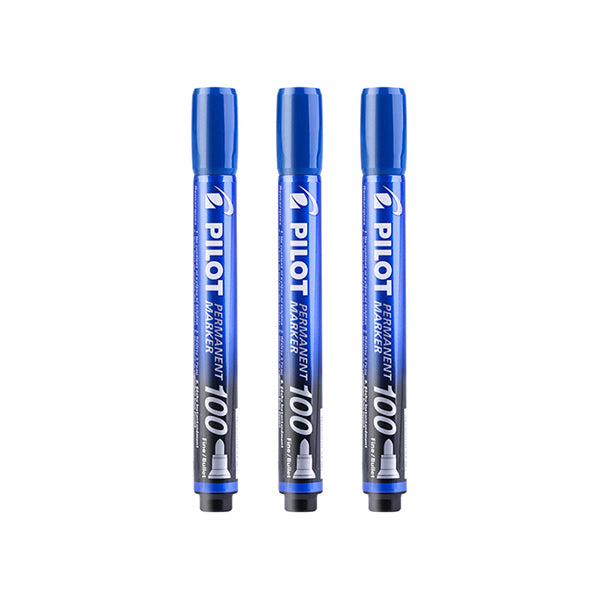 PILOT Permanent Marker Bullet / Chisel Tip Pen / Set, Blue / 3 Pcs Pack / Bullet