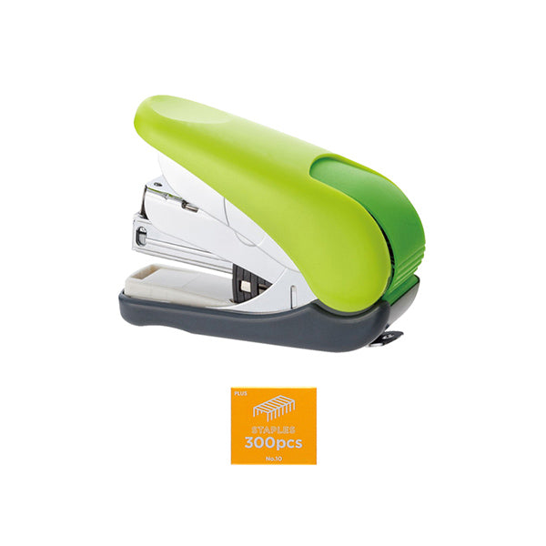 PLUS Flat Clinch Power Assist Stapler, Pastel Green / with 300 Staples