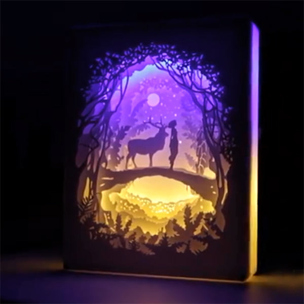 Paper Cut Shadow Box 2nd Generation, 🦌 Deer with Girl