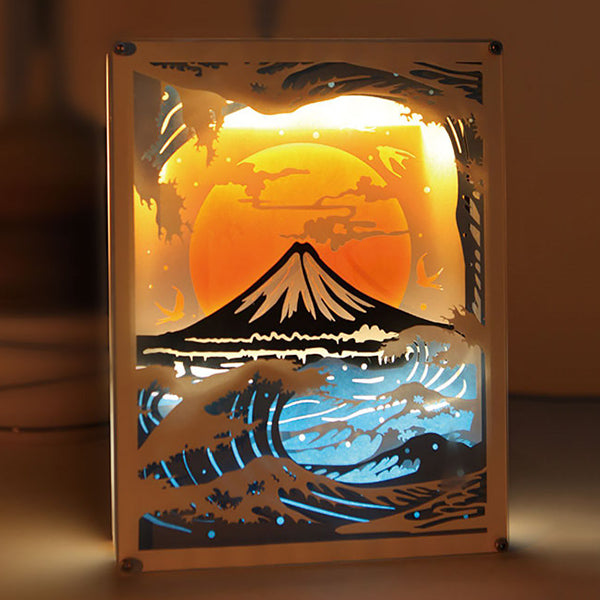 Paper Cut Shadow Box 2nd Generation, Fuji Mountain / Plastic Frame (Transparent)