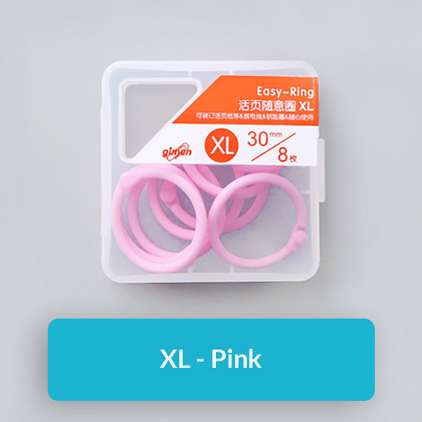 Pastel Color Binding Ring Set 15 / 24 / 30 mm, Extra Large / Pink
