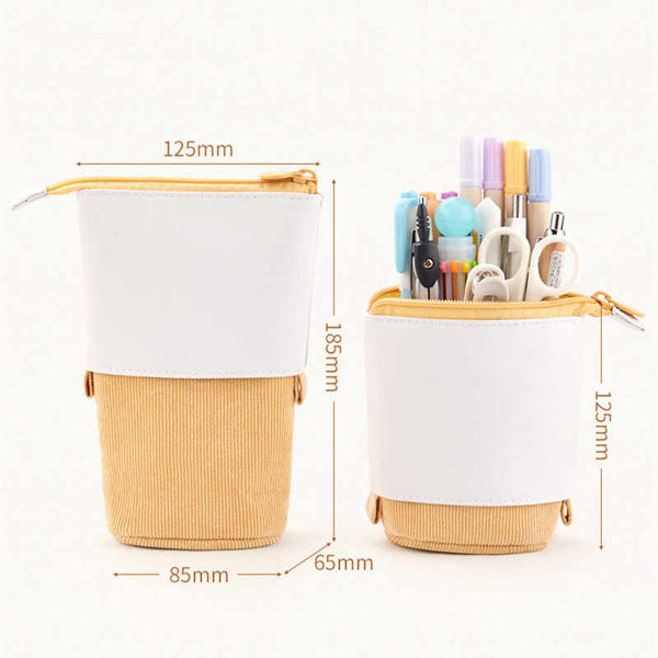 Pastel Corduroy Stand-Up Foldable Pencil Case