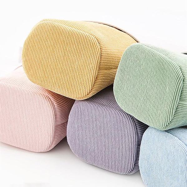 Pastel Corduroy Stand-Up Foldable Pencil Case