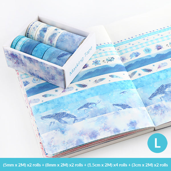 Pastel Watercolor Washi Tape Box Pack, L. Blue Whale