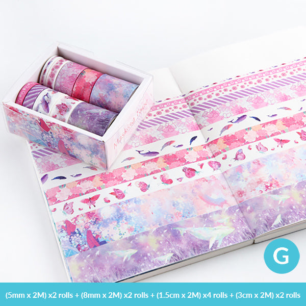 Pastel Watercolor Washi Tape Box Pack, G. Pink & Purple