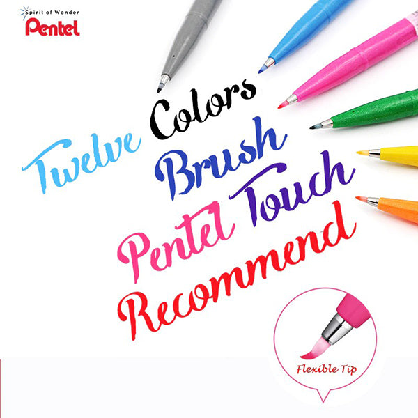  Pentel Fude Touch Brush Sign Pen - 2023 New Colors - 6 Color  Bundle