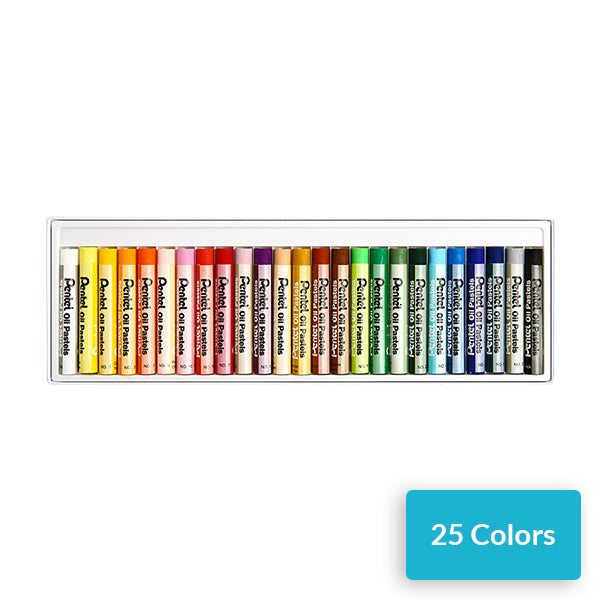 Pentel Washable Oil Pastels 25/36/50 Colors Set, 25 Colors Set