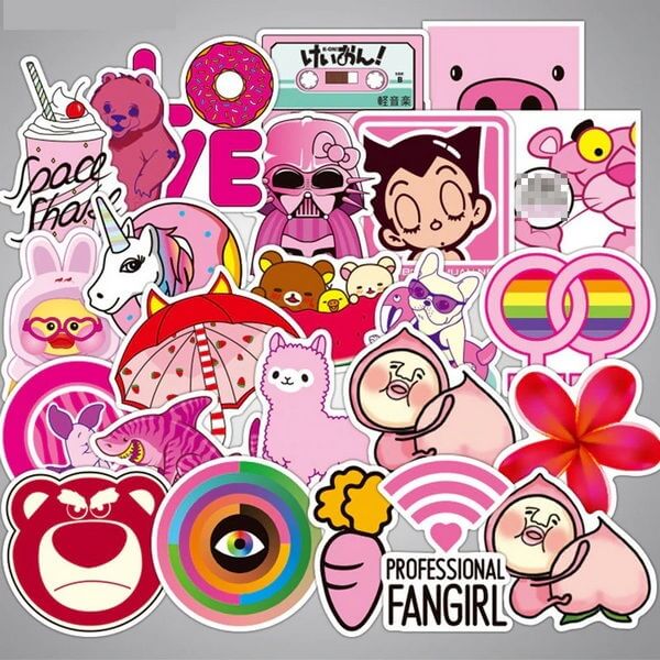 Pink Package Sticker Pink Carton Stickers