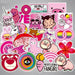 Pink Carton Stickers, Set C - 60 pieces