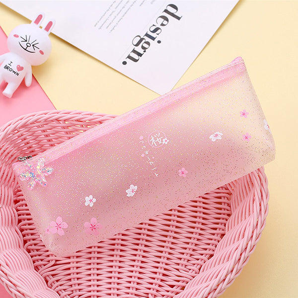 Pinky Sakura Blossom Translucent Pencil Case, C