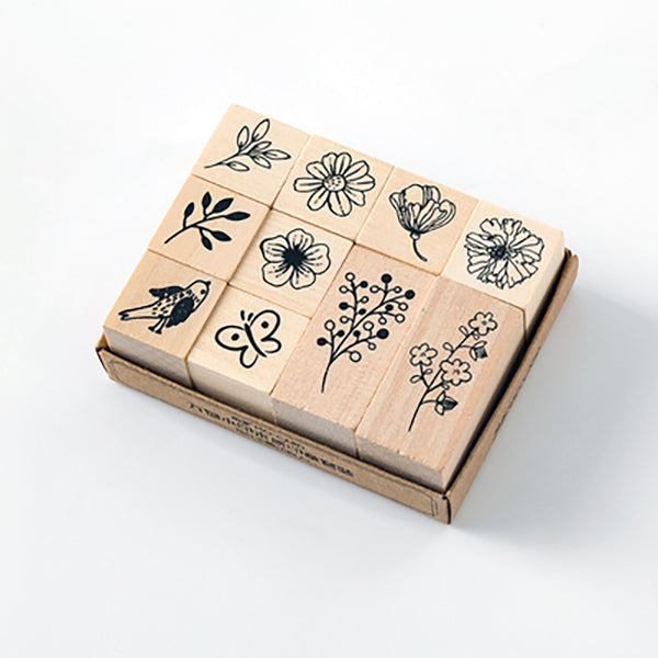 Plant and Nature Wooden Stamp Set, Flower