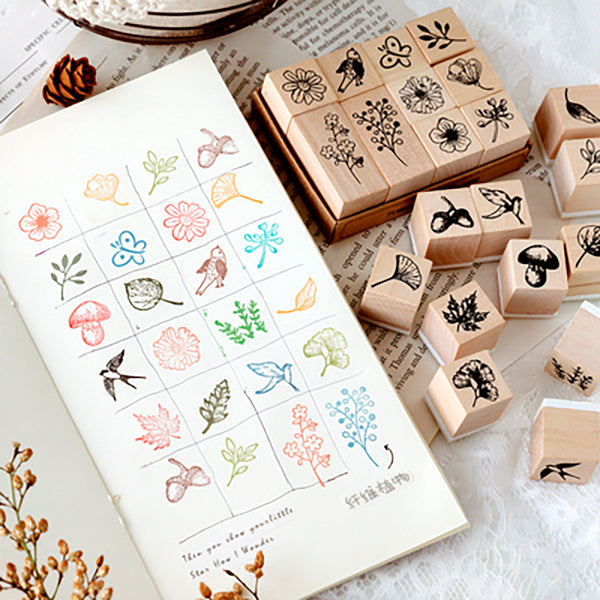 Plant and Nature Wooden Stamp Set