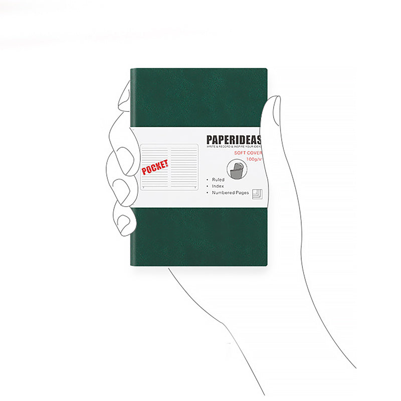 Pocket Softcover A7 Notebook (Dotted/Grid/Lined), Dark Green / Dotted