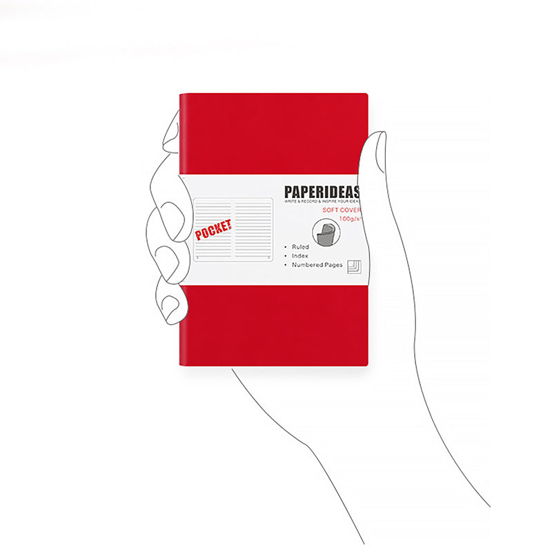 Pocket Softcover A7 Notebook (Dotted/Grid/Lined), Red / Dotted