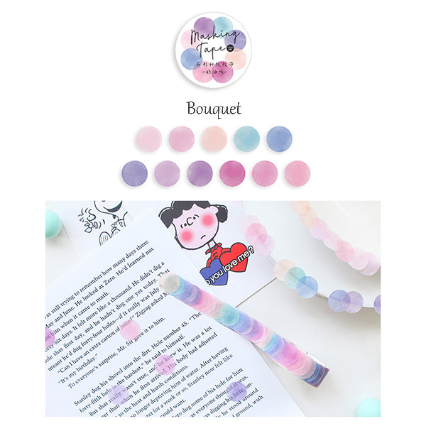 Polka Dot Watercolor Masking Tape Stickers, Bouquet