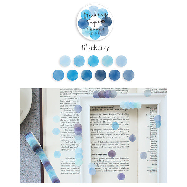 Polka Dot Watercolor Masking Tape Stickers, Blueberry