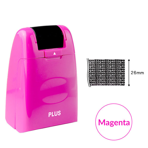 PLUS Privacy Protection Roller Stamp, Large / Magenta