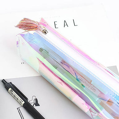 Rainbow Holographic Transparent Pencil Case, Pencil Case
