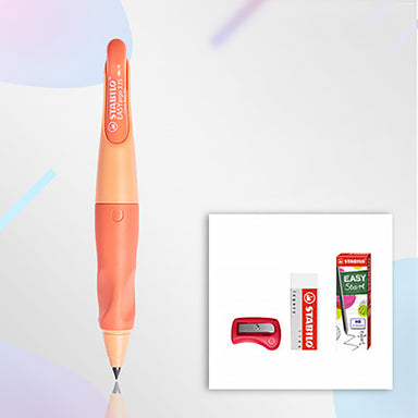 STABILO EasyErgo 3.15mm Pencil Eraser Lead Bundle for Right/Left Handed, Set (Pink. For right hand)