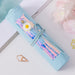 Sakura Holographic Canvas Roll Up Pencil Case, Blue (with zipper)