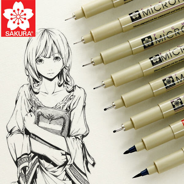 9PCS Black Sakura Pigma Micron Fine Line Pen BR Drawing Set Drawing Ink Pens  HOT