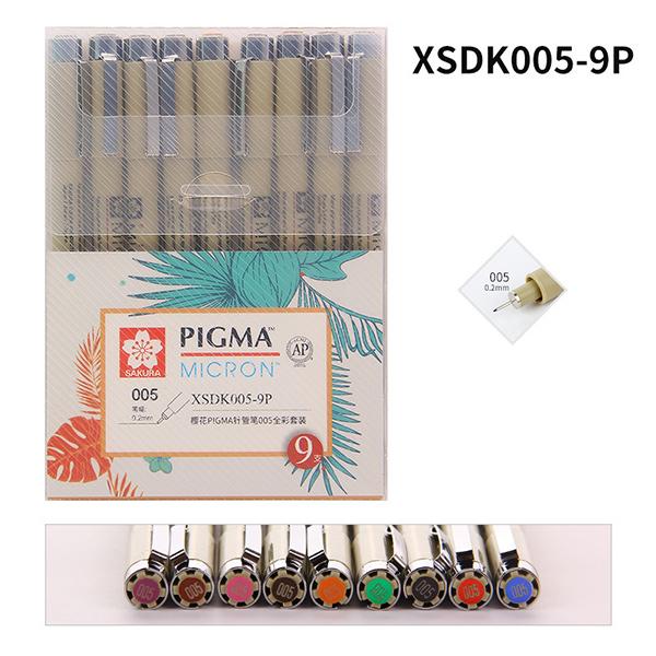 Sakura Pigma Micron Ultra-fine Colored Pen Set, XSDK005-9P 005 0.2mm