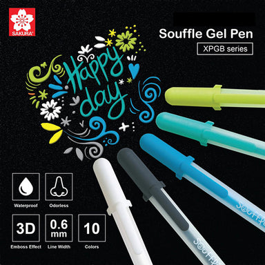 Sakura Souffle Deco-Roller 3D Pastel Color Gel Pen 0.6mm 10 Colors Set